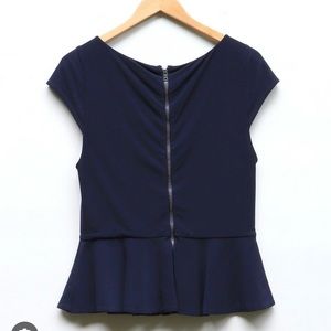 Alice + Olivia Navy Peplum Top Size Small